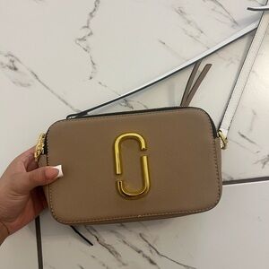 Marc Jacobs Beige Crossbody Bag with Gold Accent